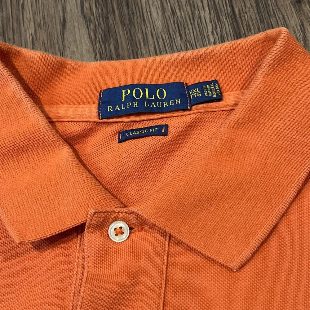 Polo Ralph Lauren Men's Bright Orange Polo Short Sleeve Collared Neck Size XXL